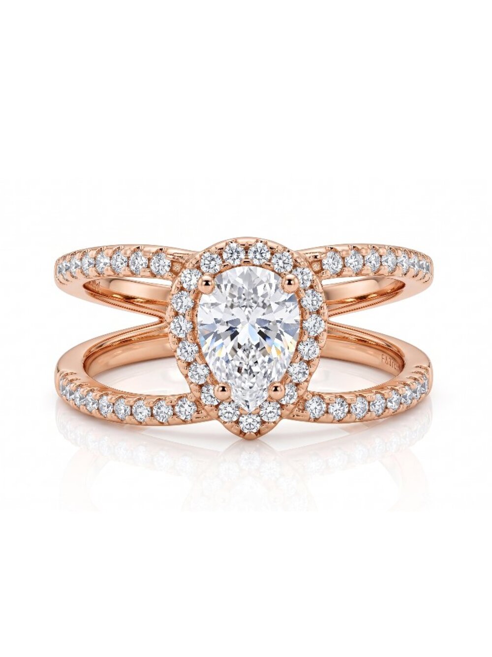 Vintage Style Rose Gold ring, 925 Sterling Silver with 18k Rose Gold Finish